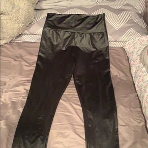 Black faux leather leggings